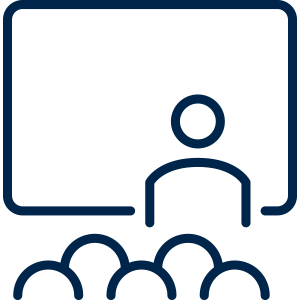 Icon of a teacher and students