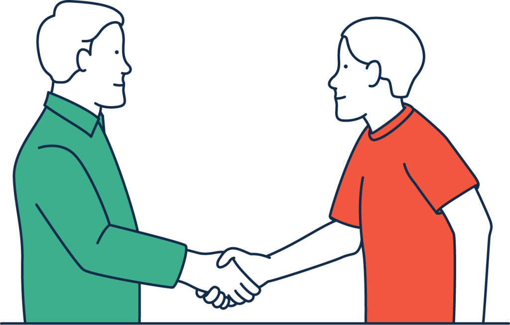 Illustration of student and businessman shaking hands