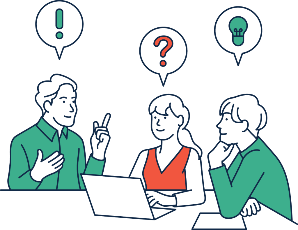 Illustration of students at table